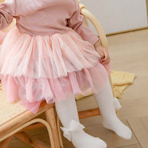 Accessories: Baby Bowknot Solid Tights White