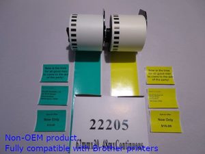 Non-OEM. 10 x Rolls. Brother Compatible DK-22205 Continuous Labels - GREEN