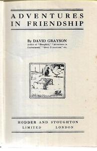 Adventures In Friendship by David Grayson