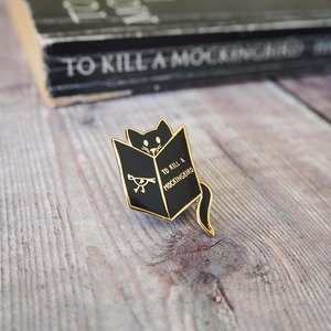 'Mockingbird Reading Cat' - Enamel Pin