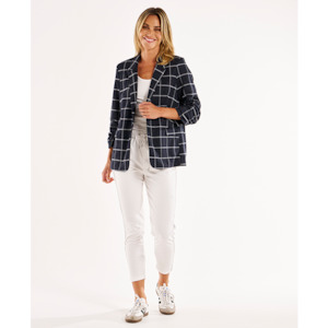 Jackets: Check Jersey Blazer Navy/Check