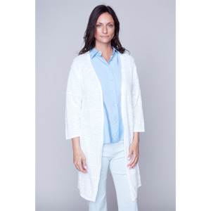 L: L/S Cardigan White