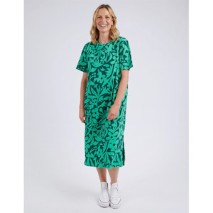 Black Friday: Stencil Floral Tee Dress Green
