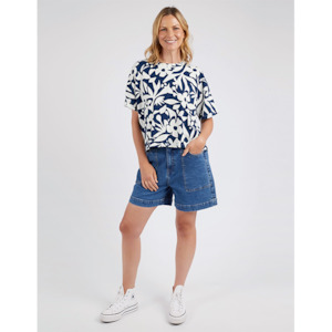 Stencil Floral Tee Navy