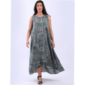 Italian Spiral Print Dress Khaki