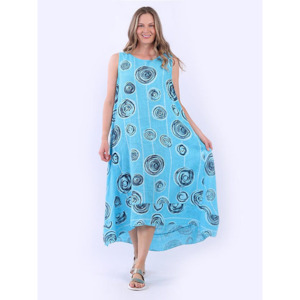 Lilliano: Italian Spiral Print Dress Blue