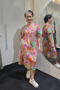 Pleat Front Dress Orange