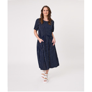 Monroe Dress Navy Stripe