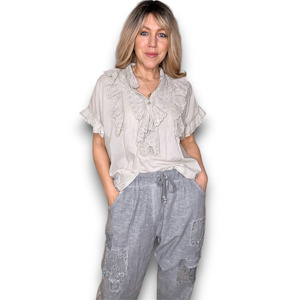 Eyelet Top Pale Beige