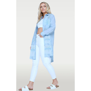 Lilliano: Anglaise Long Shirt Dress Blue