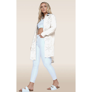 Anglaise Long Shirt Dress White