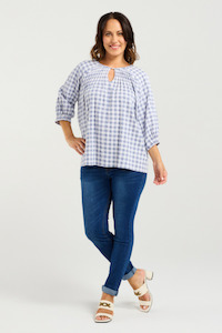 Hazel Top Blue Check