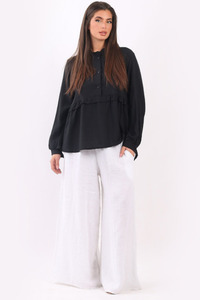 Ruffle Peplum Tunic Top Black