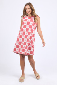 Biarittz Dress Crimson Print