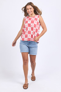 8: Biarittz Top Crimson Print