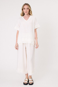 Carola Linen Top White