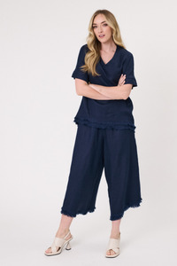 S: Nicole Linen Pants Navy