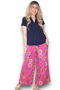 Italian Wear: Palazzo Doily Rose Pant Hot Pink