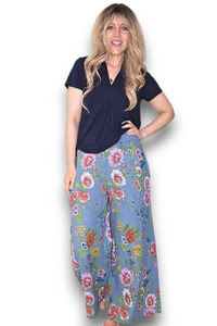 Italian Wear: Palazzo Doily Rose Pant Petrol