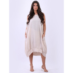 Lilliano: Linen Lagenlook Dress Beige