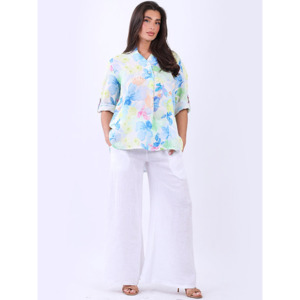 Lilliano: Multi Floral Linen Top