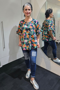 Tie Neck Top Navy