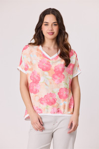 18: Riley Print Top Coral