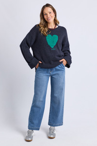 Intersia Heart Knit Navy