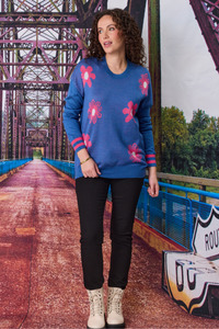 Merino Blend Daisy Jumper Blue