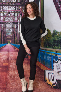 Stripe Trim Jumper Black/Cream