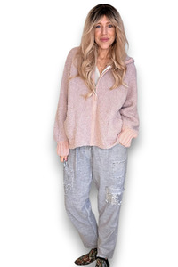 Chenille Hoodie Jacket Pink