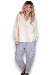 Italian Wear: Chenille Hoodie Jacket Vanilla