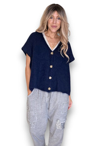 Italian Wear: Mohair Blend Vest Navy