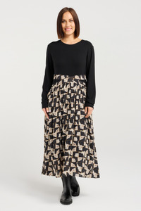 Dellah Dress Golden Grid