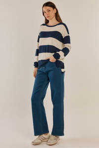 16: Natasha Knit Top Ocean Stripe