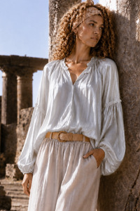 Lilliano: Tencel/Silk Relaxed Blouse Grey