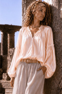 Tencel/Silk Relaxed Blouse Peach