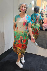 V- Neck Dress Multi Bright