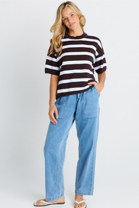 8: Libby Boxy Top Chocolate Stripe