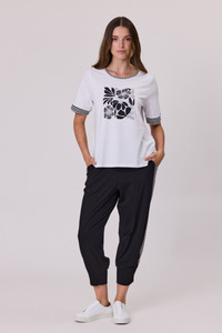 Stripe Trim T-Shirt White/Black