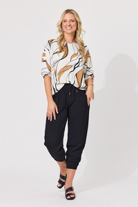 S: Alessa Print Top Leafy White