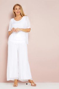 Silk Pants w/ Waistband White