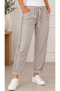 Lace Trim Magic Pants Stone
