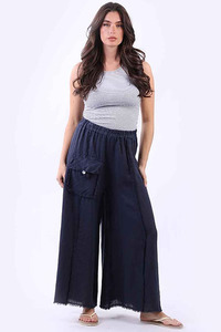 Pants Tights And Skirts: Frayed Edge Palazzo Pants Navy