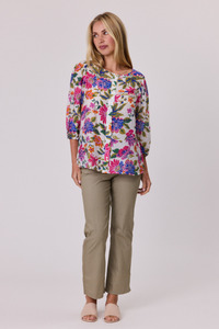 Classified: Livia Print Top Pink