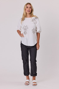 Classified: Printed Linen Top White