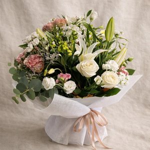 Products: Luxury White & Blush Bouquet Flower Delivery Havelock North - Botanic Fusion