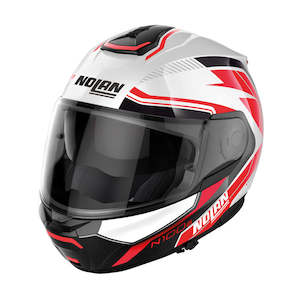 Helmets: Nolan N100-6 N-Com Flip Face Helmet - white/red/black