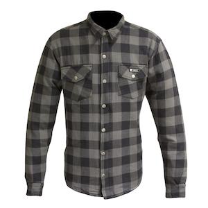 Mens Road Jackets: Merlin Axe Checkered Shirt - grey