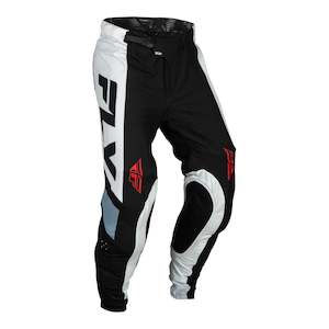 Mens Off Road Pants: Fly Racing 2024 Lite Pants - Black / White / Denim Grey
